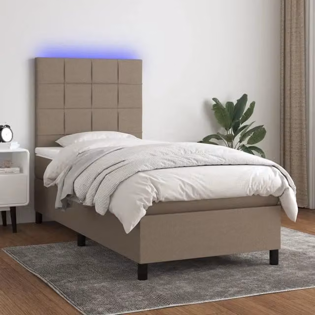 Letto Ibrido con Materasso e Illuminazione LED vidaXL in Tessuto Beige e Bianco L/P: 100 x 200 cm