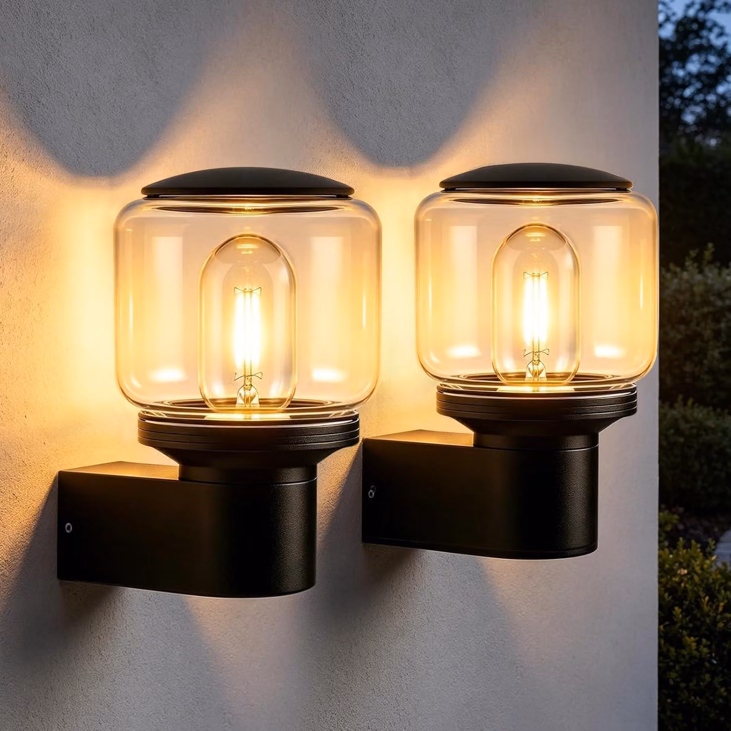 ZMH Lampada da parete LED per esterni, set di 2, illuminazione per terrazza, lampada da parete IP65, illuminazione esterna per pareti, lampada da parete per esterni, ideale per balconi e ingressi