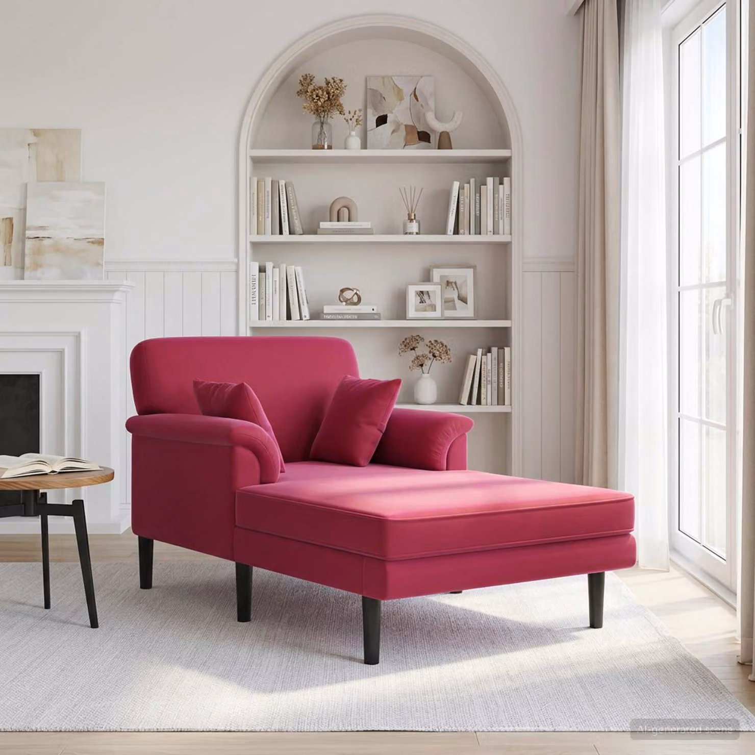 Chaise longue moderna vidaXL in velluto rosso con cuscini inclusi L/P/H: 174 x 101 x 90 cm