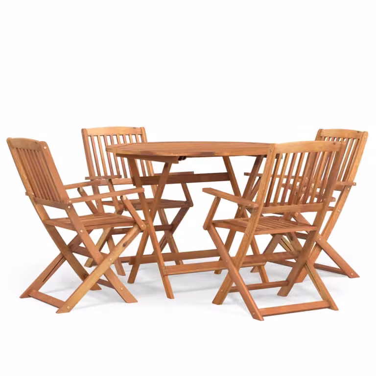 Set da Pranzo per Giardino 5 pz in Legno Massello di Acacia