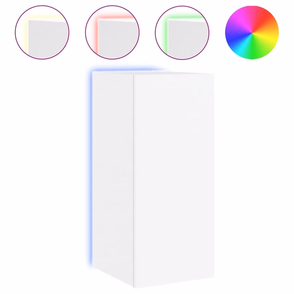 Mobile TV a Parete con Luci LED Bianco 30,5x35x70 cm