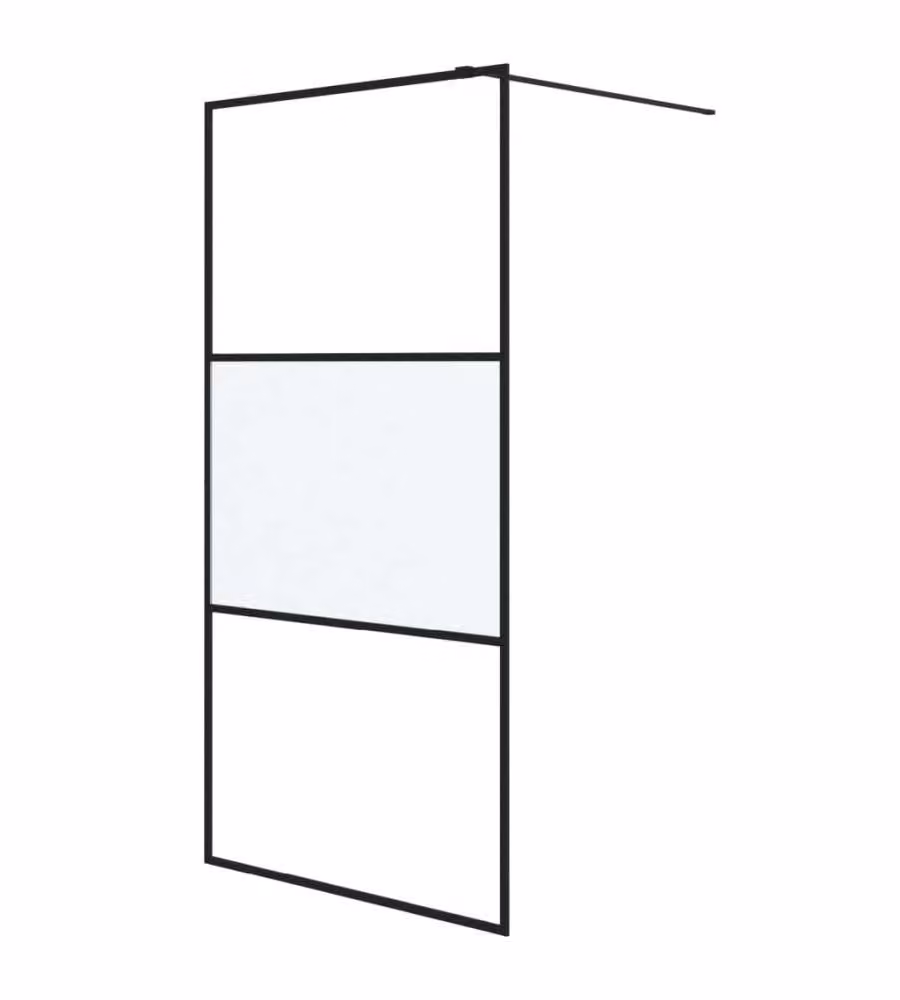 Parete Doccia Walk in vidaXL in Vetro Semi Smerigliato ESG, L: 100 cm, H: 195 cm, Colore Nero – 2