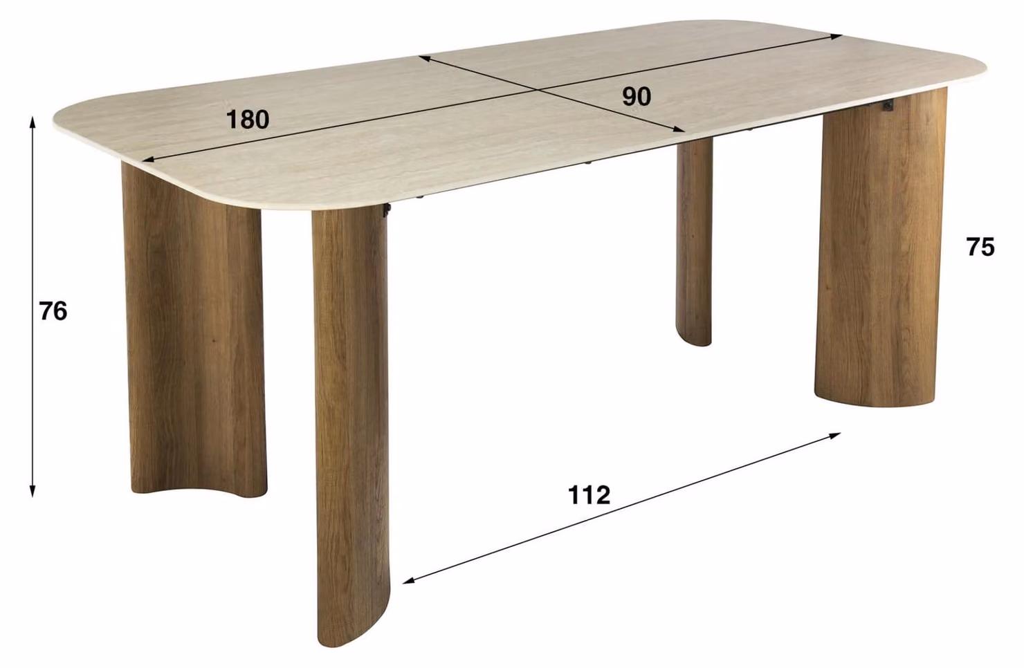 Tavolo da pranzo FURNLUX Romano Beige e rovere 180 cm / Colore principale: beige / Dimensioni: 180 x 76 x 90 cm