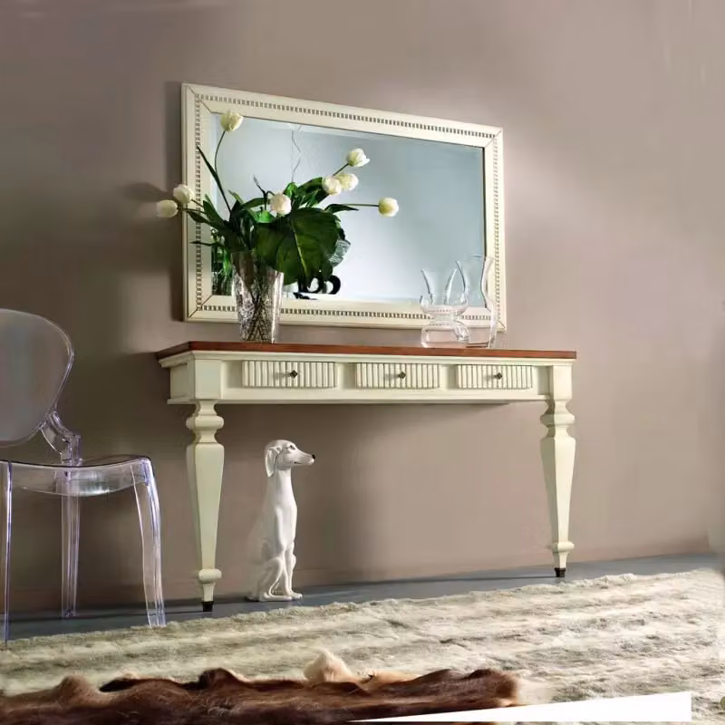 Consolle a muro classica in legno di faggio con 3 cassetti stile shabby Mobili 2G L/P/H: 140 x 40 x 82 cm – 2
