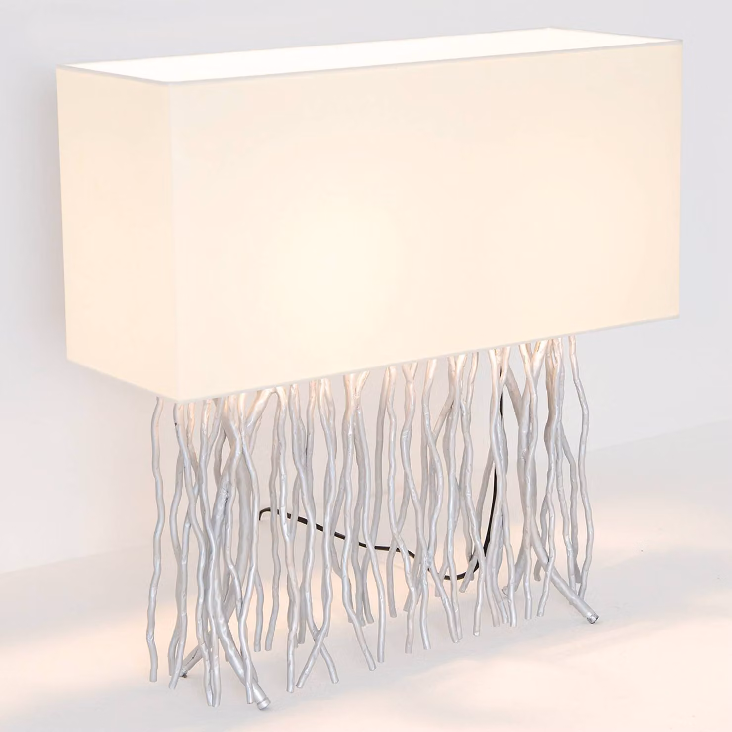 Holländer Lampada da tavolo Capri, Alluminio / Grigio / Zincato, Soggiorno / Sala da pranzo, Tessuto / Stoffa / Seta, Moderno, Lampada da tavolo