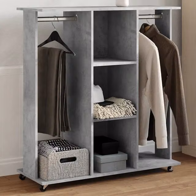 Armadio con ruote vidaXL in legno multistrato grigio, L: 102 cm, P: 38 cm, H: 110 cm – 1
