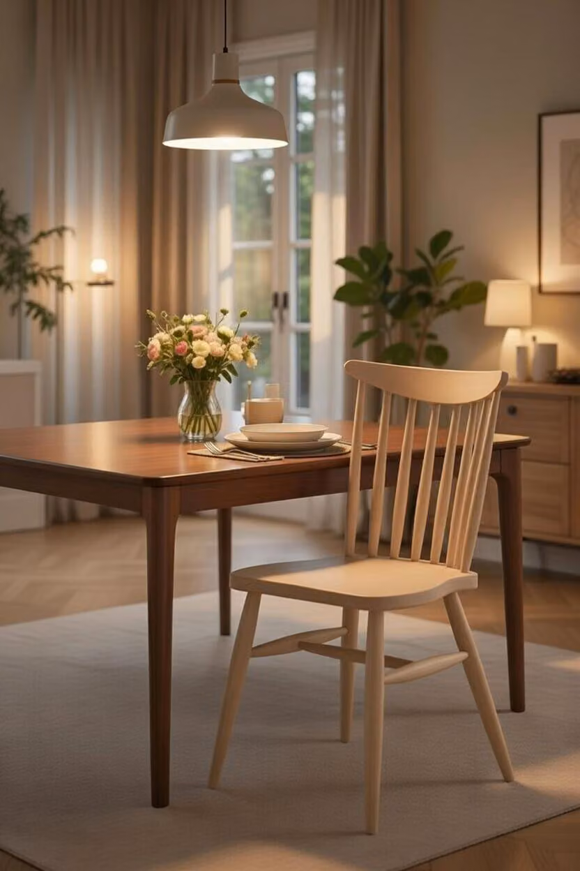 Moderna sedia in legno beige – Robusta e confortevole per la sala da pranzo