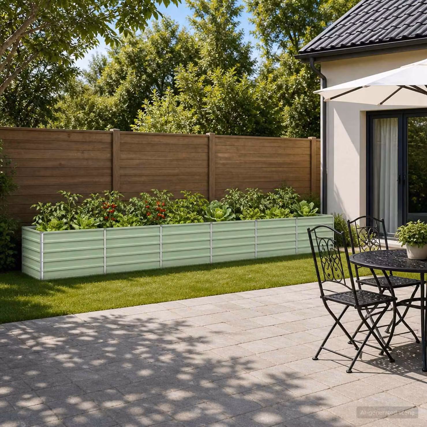 Letto rialzato da giardino vidaXL in metallo Verde, L: 480 cm, P: 80 cm, H: 55 cm