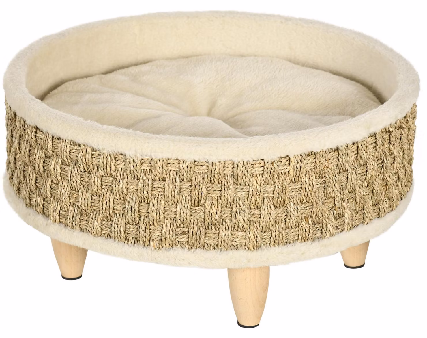 Cuccia per cani PawHut, cuccia rialzata con cuscino, cuccia per gatti, cuccia per animali domestici, rotonda