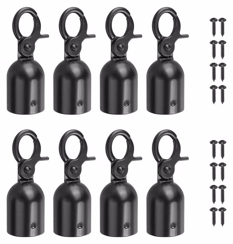 Set di 8 tappi terminali per cavi a trefoli, colore nero, in alluminio