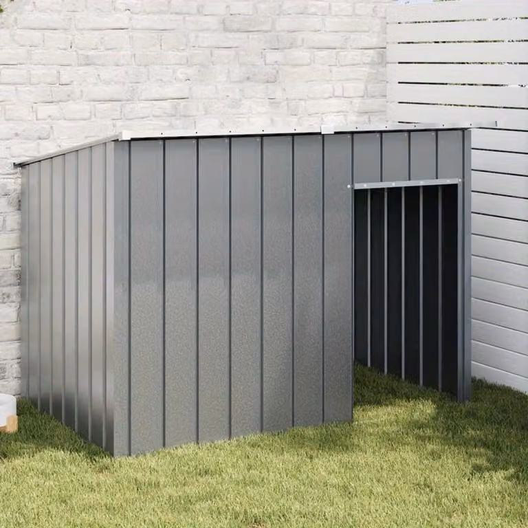 Cuccia per cani – 153x91x110 cm – Acciaio antracite – Tetto inclinato resistente agli agenti atmosferici – Ampio spazio esterno