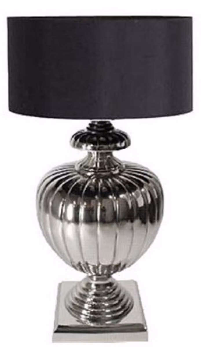 Casa Padrino lampada da tavolo argento / nero Ø 40 x H. 80 cm - lampada da tavolo in ottone con paralume