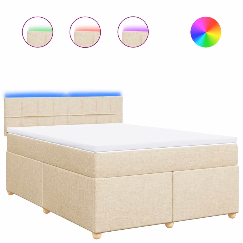 Giroletto a Molle con Materasso Crema 160x200 cm in Tessuto