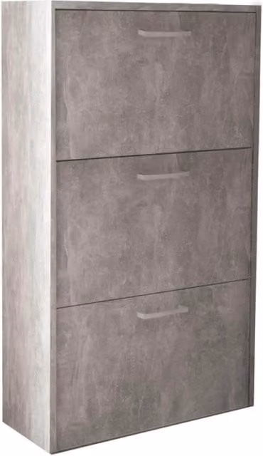 Scarpiera Molly Cosma con 3 ante a ribalta grigio effetto cemento H: 105 cm, L: 59 cm, P: 25 cm
