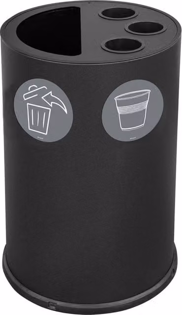 Pattumiera a Bidone per Raccolta Differenziata Ø45x72 cm 3 Scomparti Tubolari e 1 Scomparto da 50 L in Acciaio