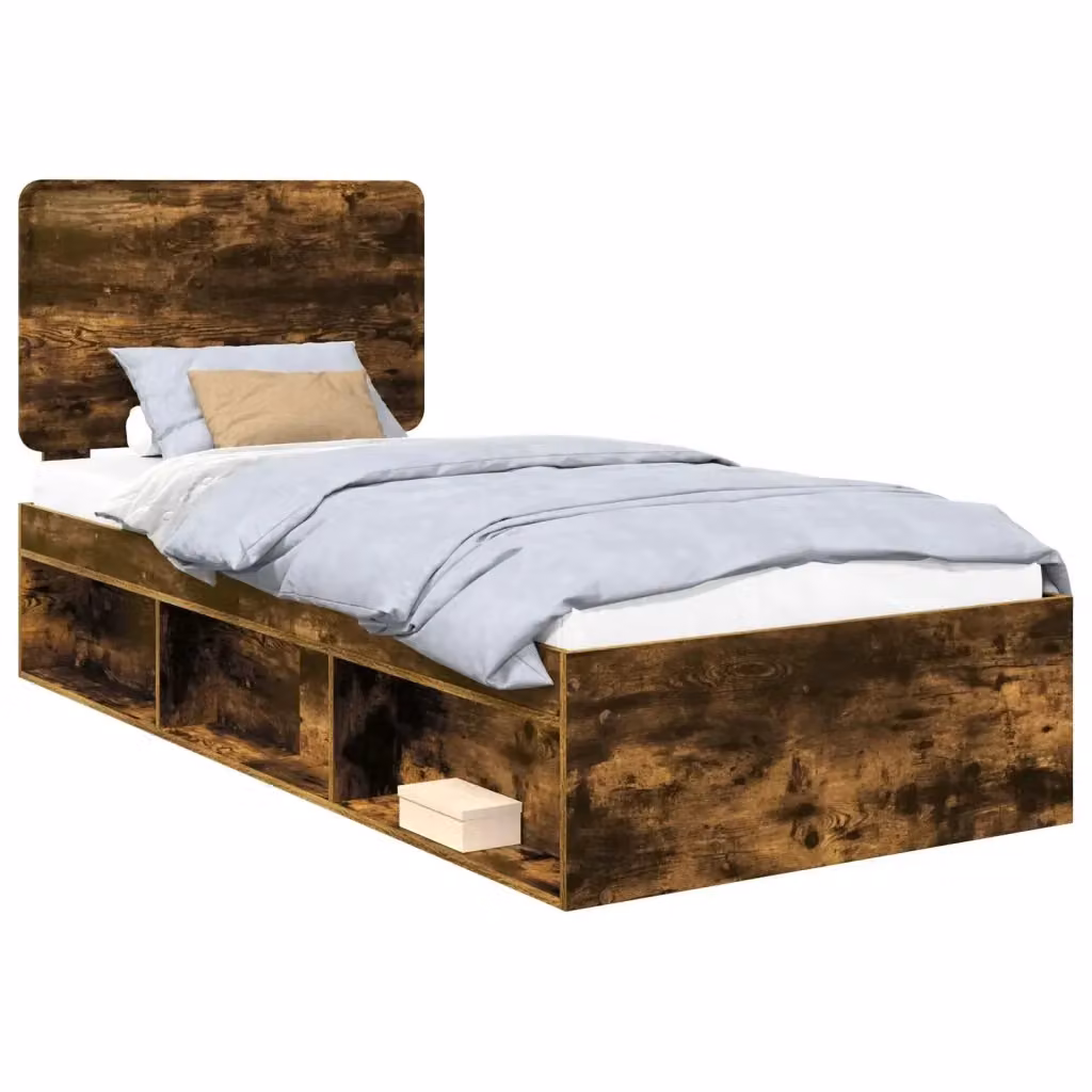 Struttura letto in pino massello vidaXL colore marrone con doghe in legno L/P/H: 206 x 90 x 93 cm – 2