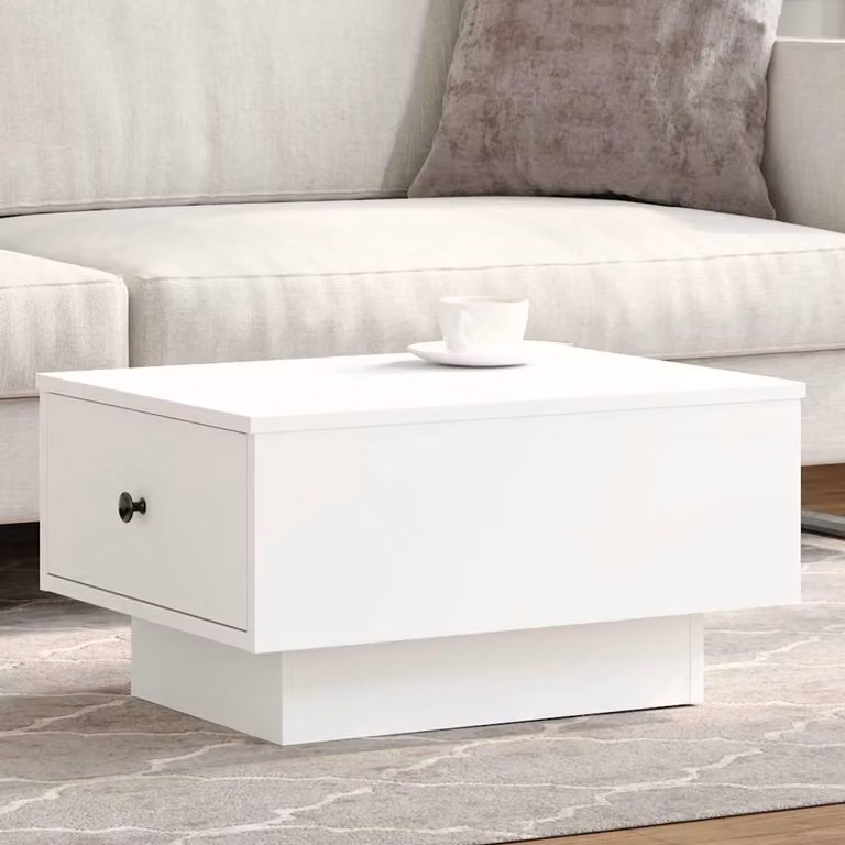 vidaXL Tavolino da Salotto Bianco in Legno e Metallo L: 60 cm, P: 45 cm, H: 31 cm