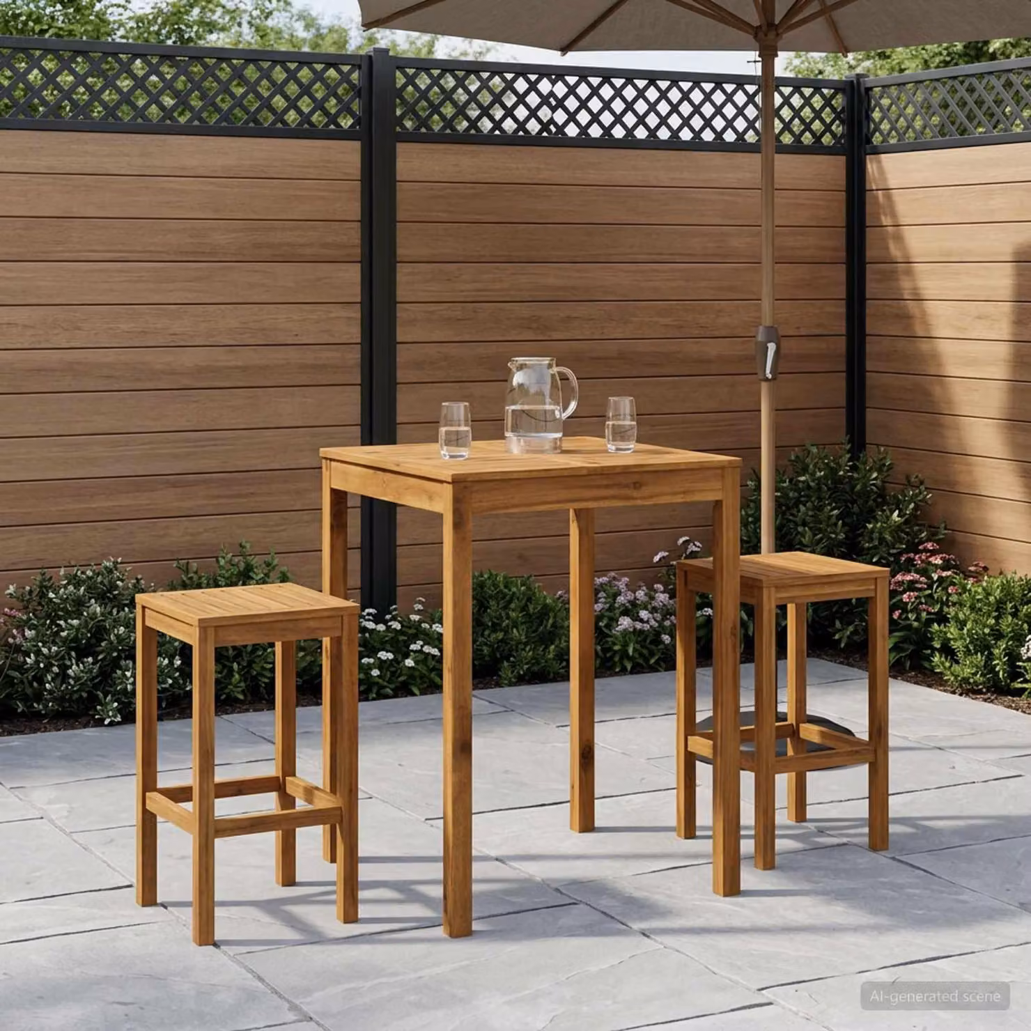 Tavolo da giardino in legno massello di acacia, naturale, dimensioni 80 x 80,5 x 105 cm