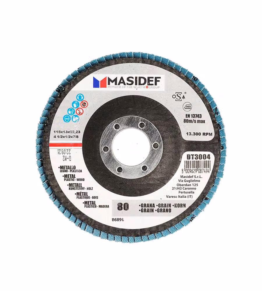 Disco abrasivo lamellare D.115x13mm gr 80 univ