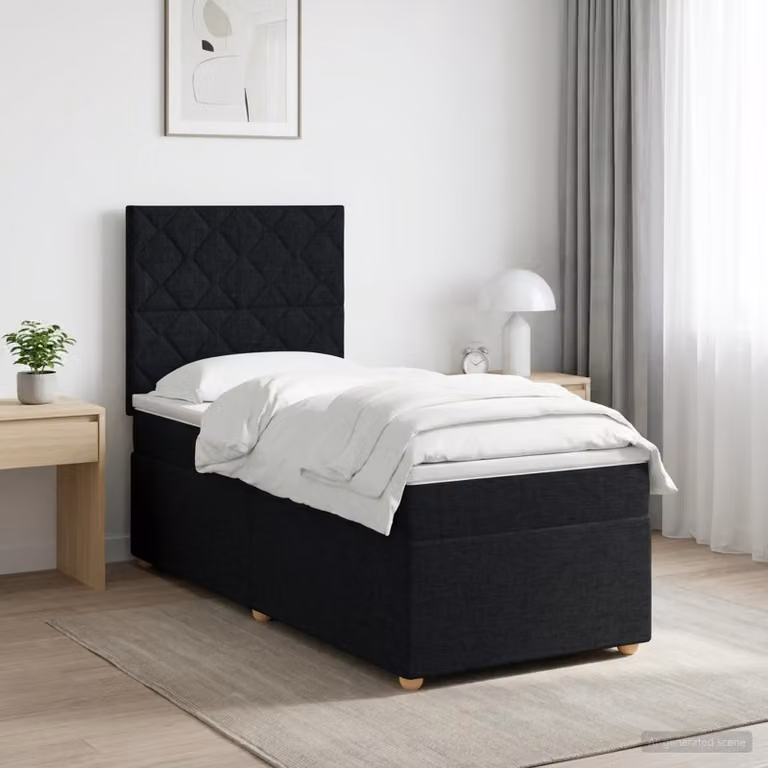 Letto box spring vidaXL con materasso e base contenitore, colore nero, L/P: 190 x 90 cm