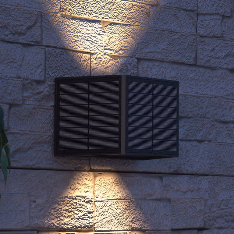 Calex Applique da esterni LED Caserta, up/down, nero Caserta, Nero, Plastica, Moderno, Lampada solare da esterni