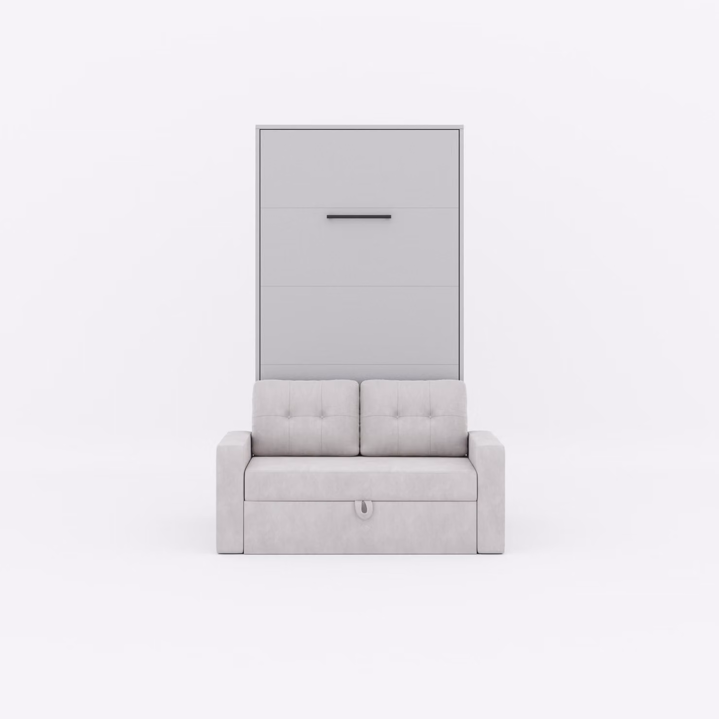 Letto a scomparsa M3 (profondità 55 cm) verticale 100x200 incl. divano grigio sabbia Grigio perla