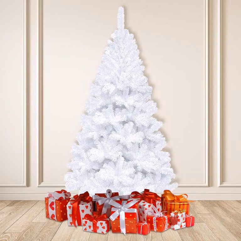 Albero di Natale artificiale, abete con 770 punte in PVC, supporto in metallo e sistema a pieghevole. Albero di Natale bianco, altezza 180 cm