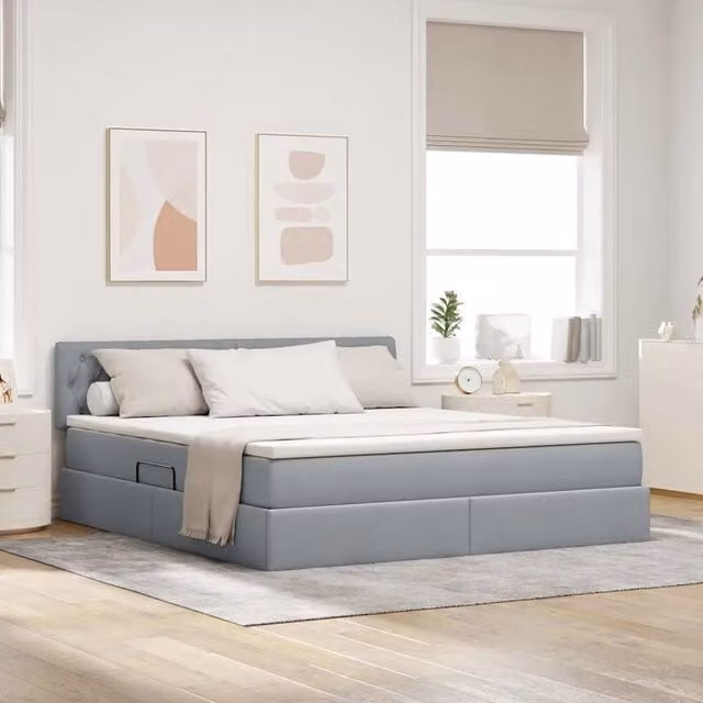 Letto con contenitore e materasso Grigio chiaro 180 x 200 cm 3370587