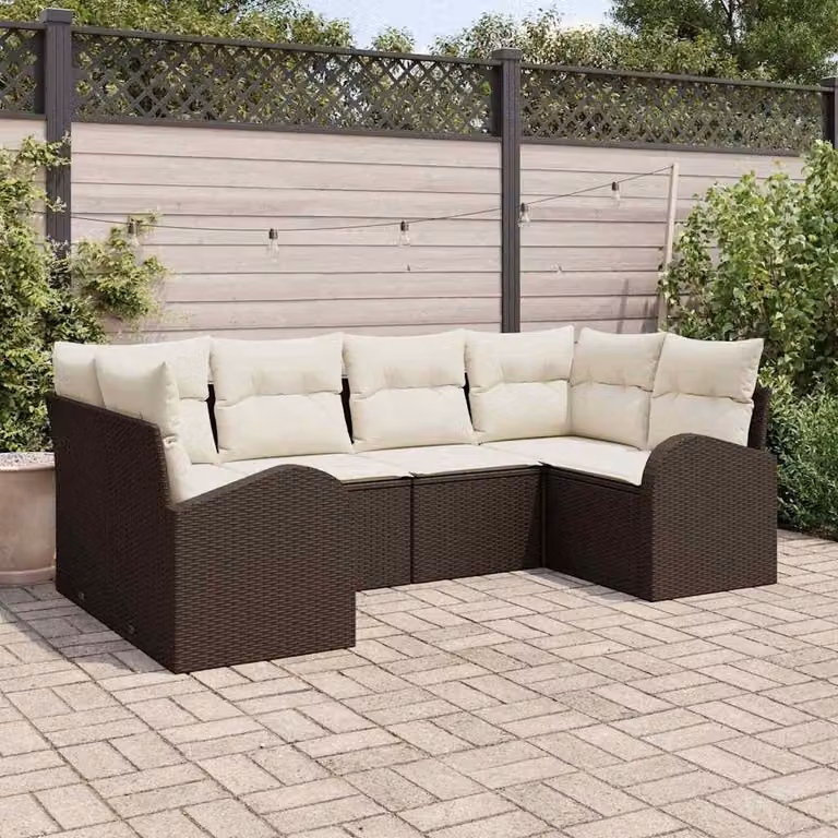 Maison Exclusive - Set da giardino per divano, 6 pezzi, 6 posti, color marrone, in rattan sintetico