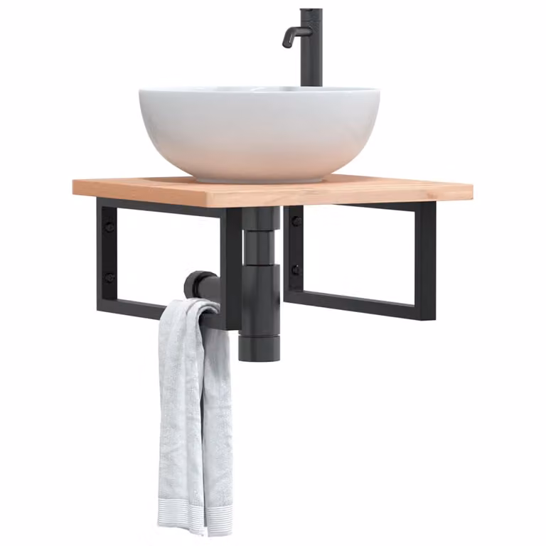 Set di 2 mensole rettangolari per lavabo vidaXL in acciaio inossidabile nere, L 45 cm x P 45 cm x H 20 cm