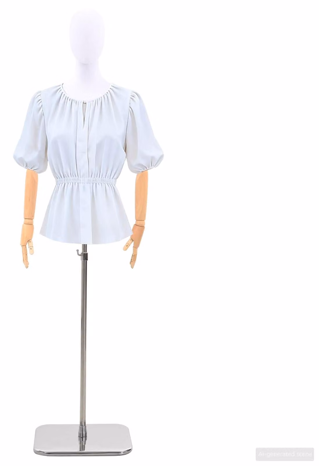 Manichino regolabile, altezza 165-213 cm, con piedistallo, forma femminile, materiale PP, colore bianco