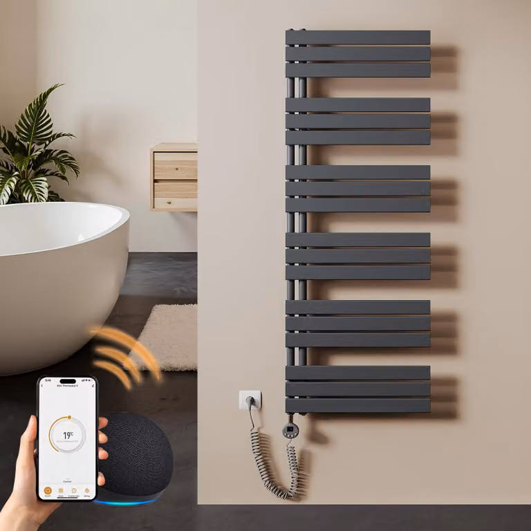 S'AFIELINA 159.9×60cm Scaldasalviette elettrico bagno WiFi,termoarredo con termostato, programmabile,LCD,1000W,asciugamani a basso consumo, Antracite