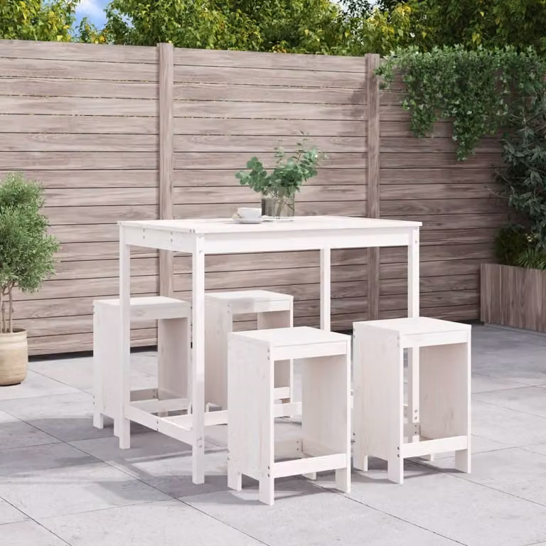 Maison Exclusive - Set Bar da Giardino 5 pz Bianco in Legno Massello di Pino