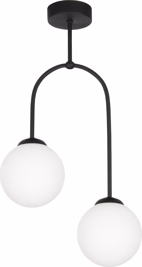 Lampada da soffitto a sospensione nera con paralume a sfera in vetro OLMO 13-958