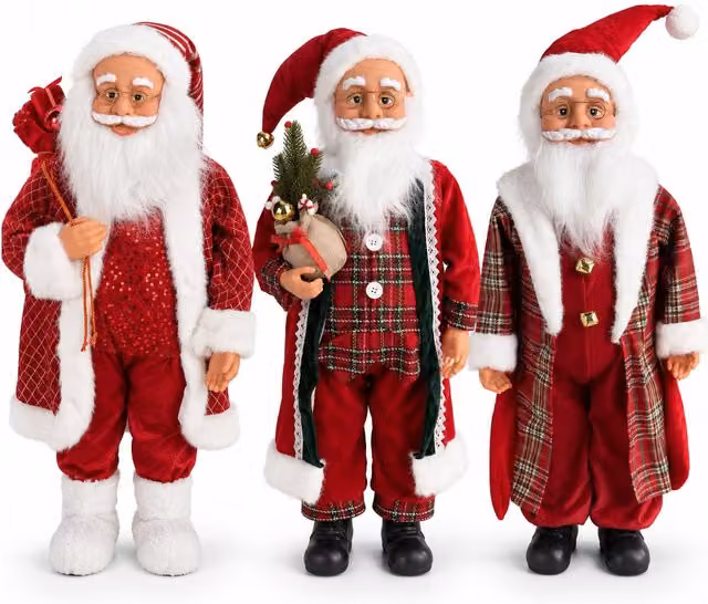 Statua decorativa di Babbo Natale con luci e musica Saint Joy, colore rosso e oro, Altezza: 120 cm