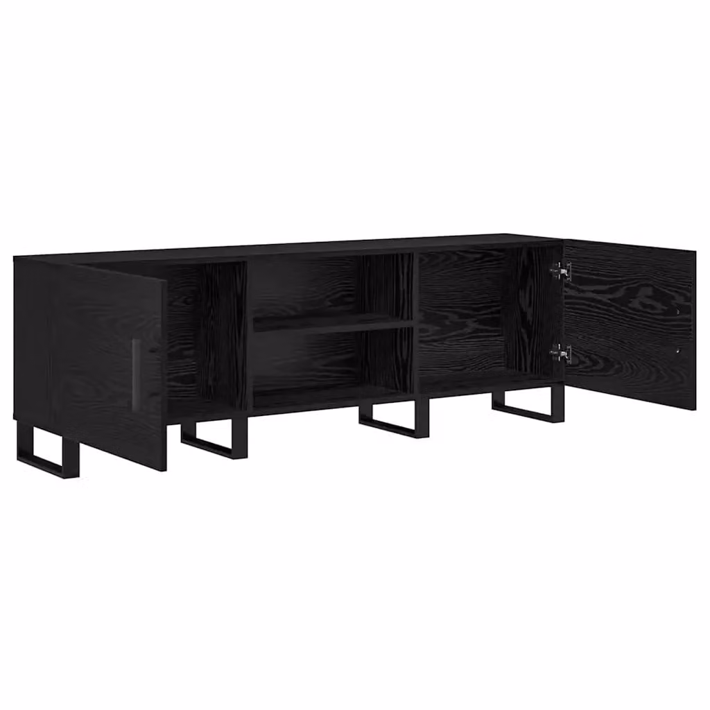 Mobile porta TV moderno HELLOSHOP26 in legno composito nero per soggiorno L 150 x P 30 x H 50 cm – 2