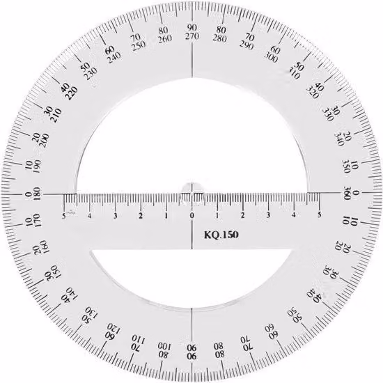 Misuratore di angoli - 360 gradi - 15 cm in plastica - Strumento di misura matematico