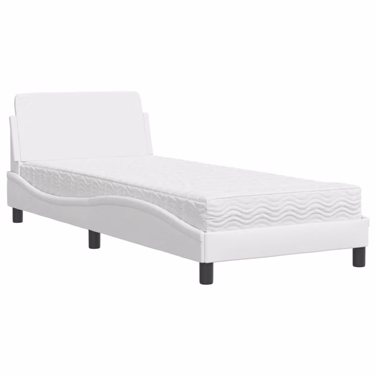 Letto con Materasso Dover Bianco 80x200 cm in Pelle finta