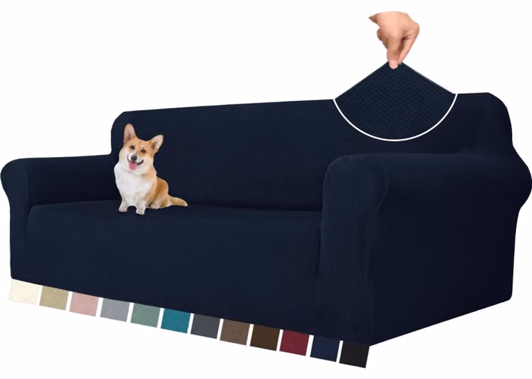 Copertura elastica per divano, adatta a divani a 4 posti, colore blu scuro