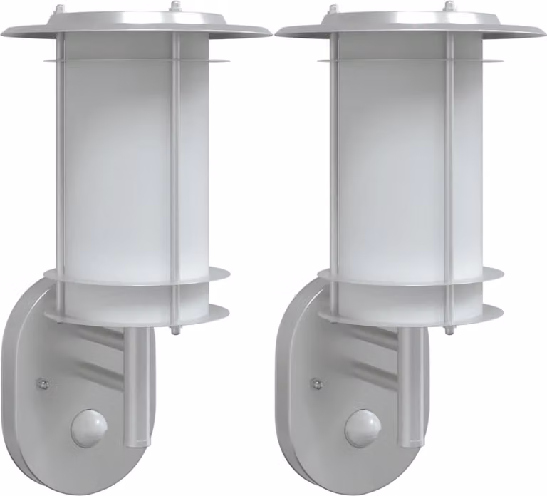 Applique per Esterno con Sensore 2 pz Argento in Acciaio Inox