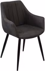Sedia Amicasa Belinda con braccioli in microfibra grigia stile moderno