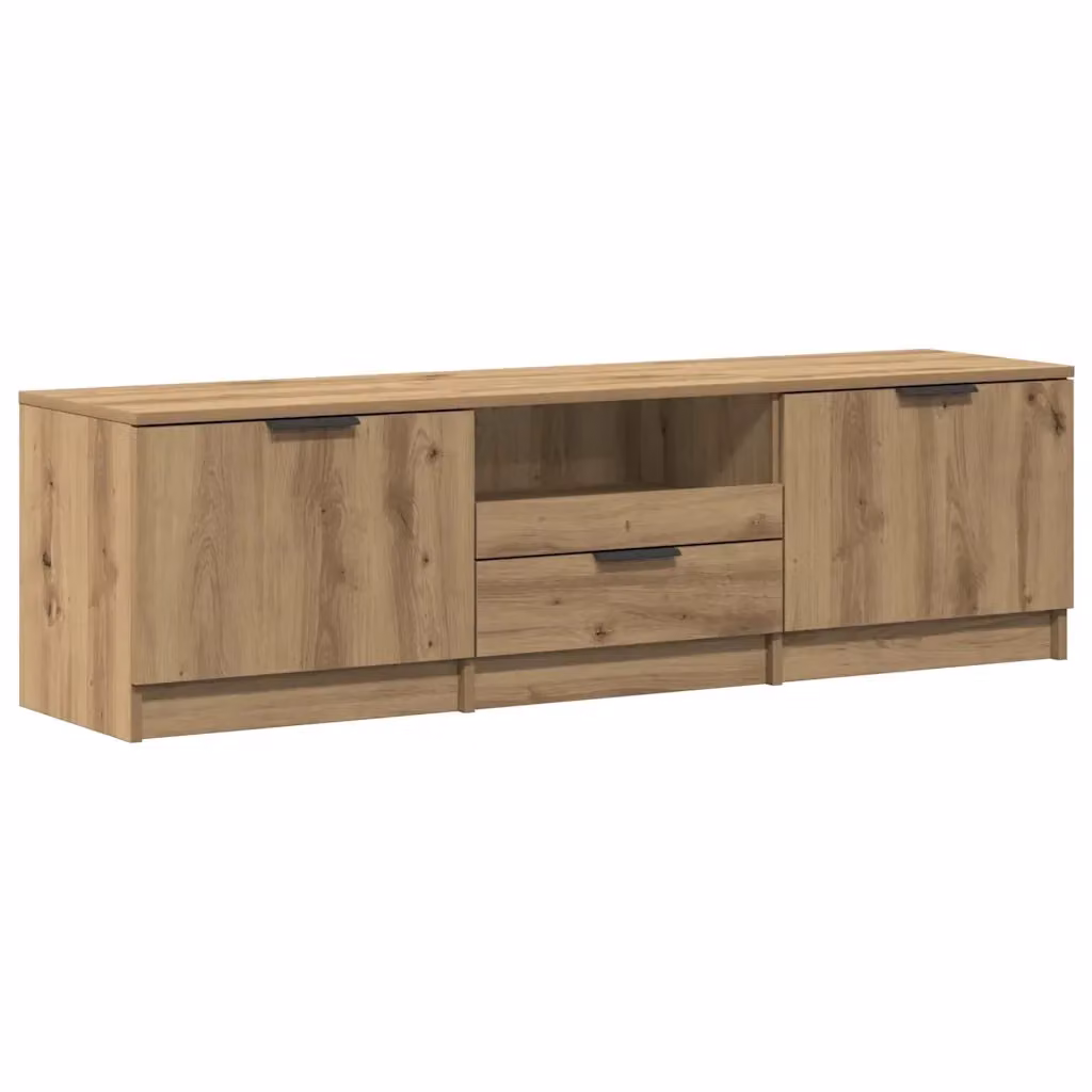 Mobile TV Artisan Rovere Marrone in Legno MDF Moderno L: 140 cm, P: 35 cm, H: 40 cm – 2