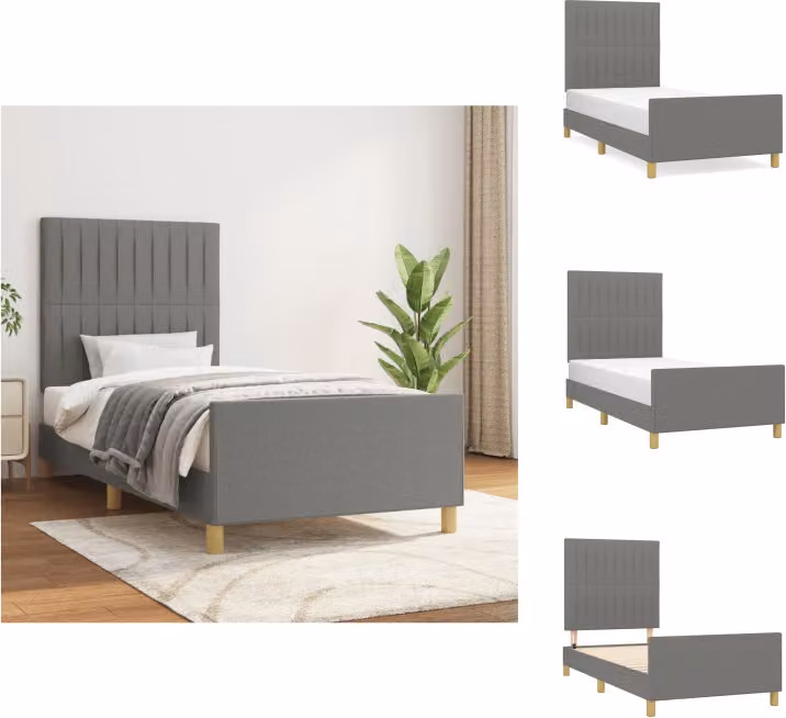 vidaXL Struttura letto con testiera in tessuto grigio scuro 90x200 cm - Letti e strutture letto