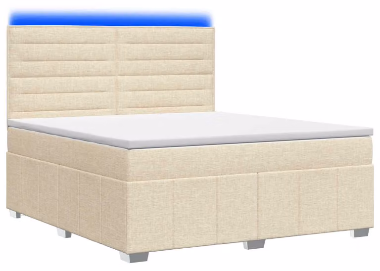 Letto boxspring LED con materasso Crema 140 x 190 cm Tessuto