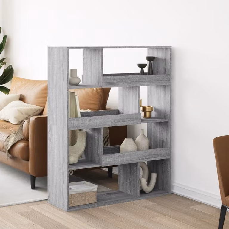 Libreria vidaXL Grigio Sonoma in Legno Multistrato e MDF, L 100 cm x P 33 cm x H 125,5 cm