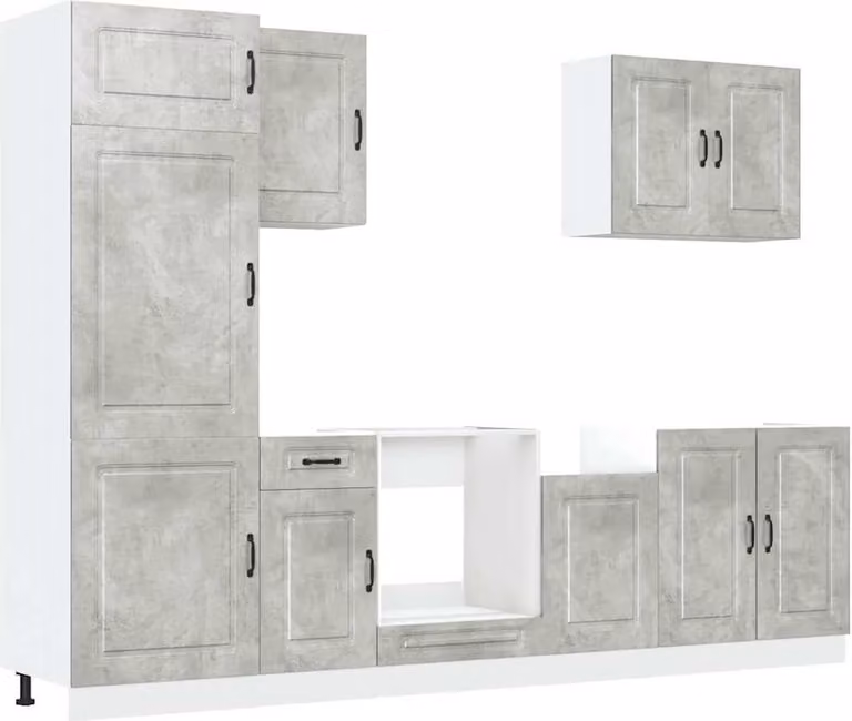 Set Mobili da Cucina 7 pz Kalmar Grigio Cemento in Truciolato
