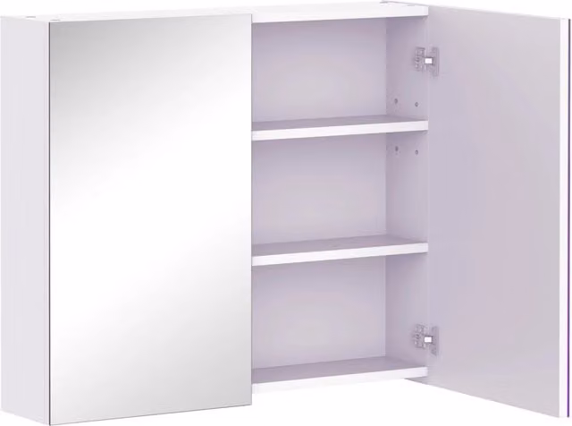 Mobile da bagno a parete Xylo bianco con specchio e ripiani regolabili L 70 cm, P 60 cm, H 15 cm