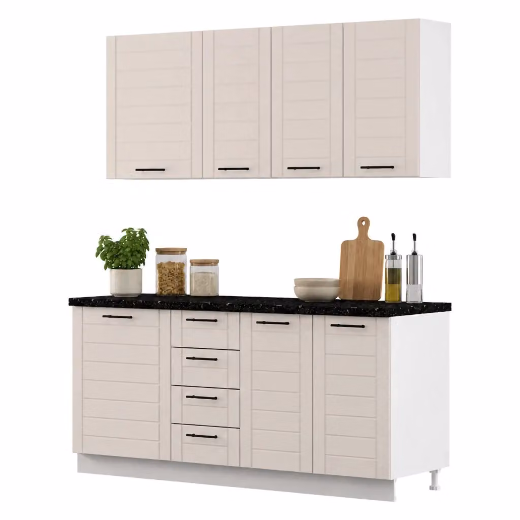 Cucinino Monsch DMORA moderno in legno con 4 cassetti e ante a battente, Marrone Sabbia, H 213 x L 180 x P 60 cm – 2