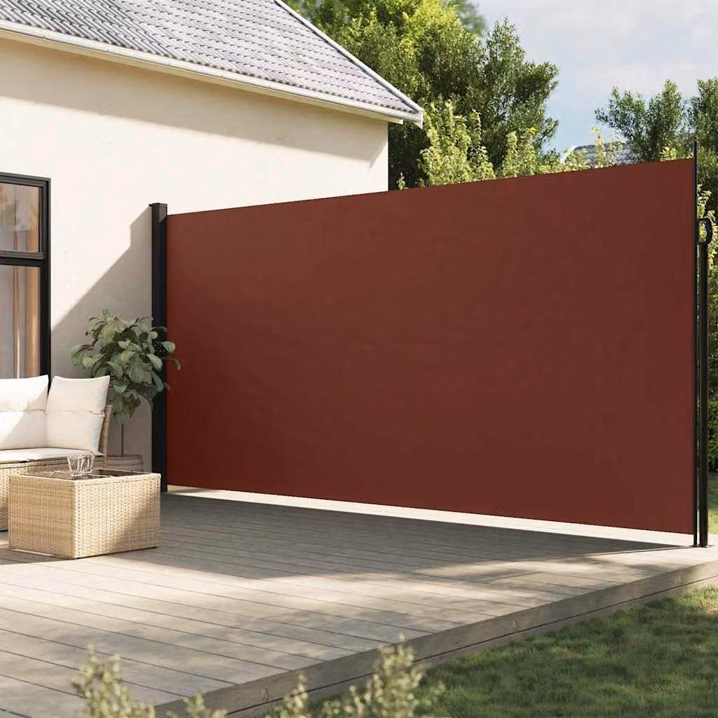 vidaXL Tenda da Sole Laterale Retrattile in Poliestere Marrone L: 600 cm, H: 220 cm