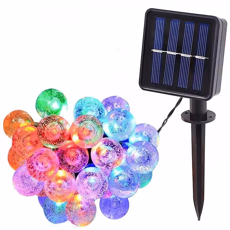 Catena decorativa solare 40 LED, colorata, trasparente